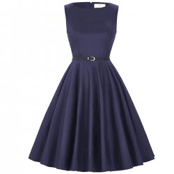 Mörkblå 50-tals klänning