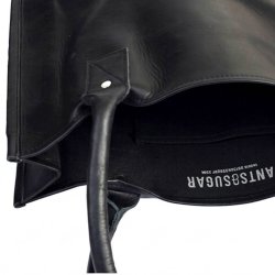 svart skinn shoppingveske