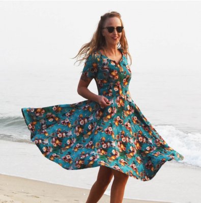 blommig Klänning , Blå
