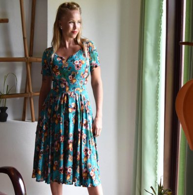 Alice blommig Klänning , Blå