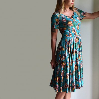 blommig Klänning Alice, Blå