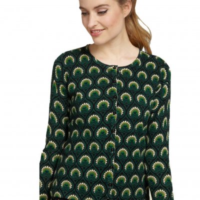 Cardigan mönstrad grön