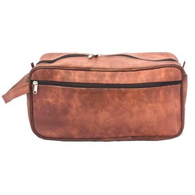 Toalettveske stor ekte skinn