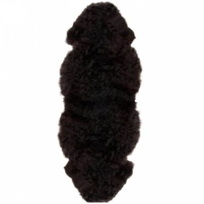 Ekstra stort saueskinn svart kort ull