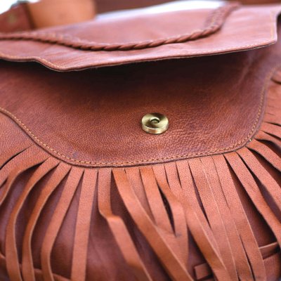 skinnveske bohem frynser