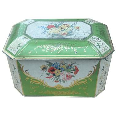 gammal-gron-platburk-blommor-vintage