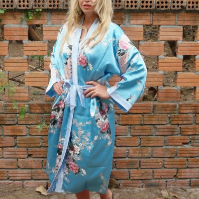 Morgonrock kimono siden