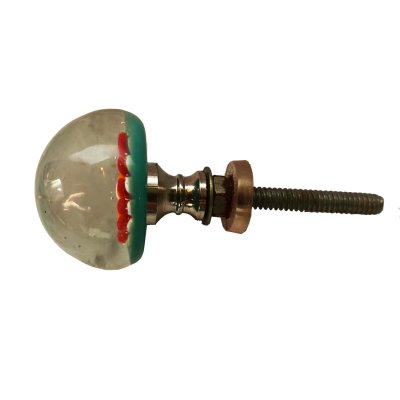 Glasknopp för byrån, röd och grön