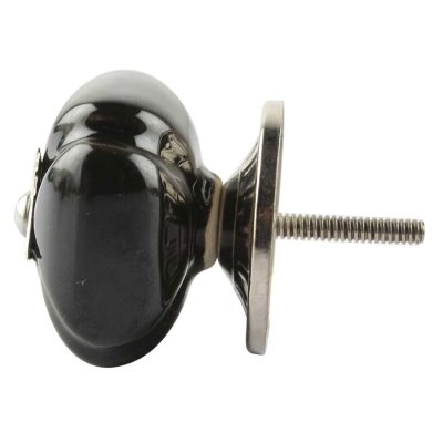 Porslinsknopp, svart vintage