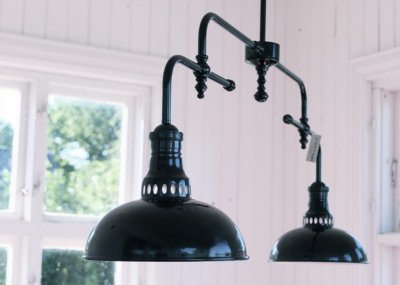 Svart Retro Taklampa dubbla kupor