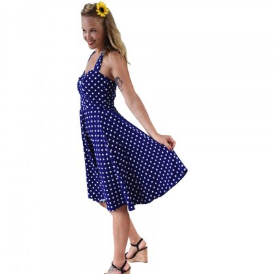 polkadot klänning blå