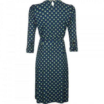 Blå grön omlott klänning