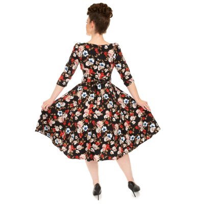 Blommig klänning svart