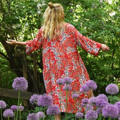 kimono bomull röd