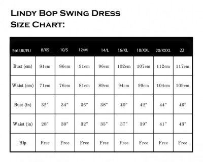 Storleksguide Lindy Bop