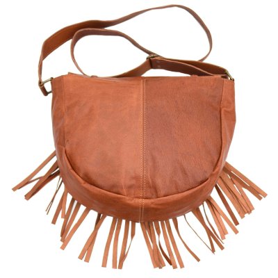 skinnveske med frynser